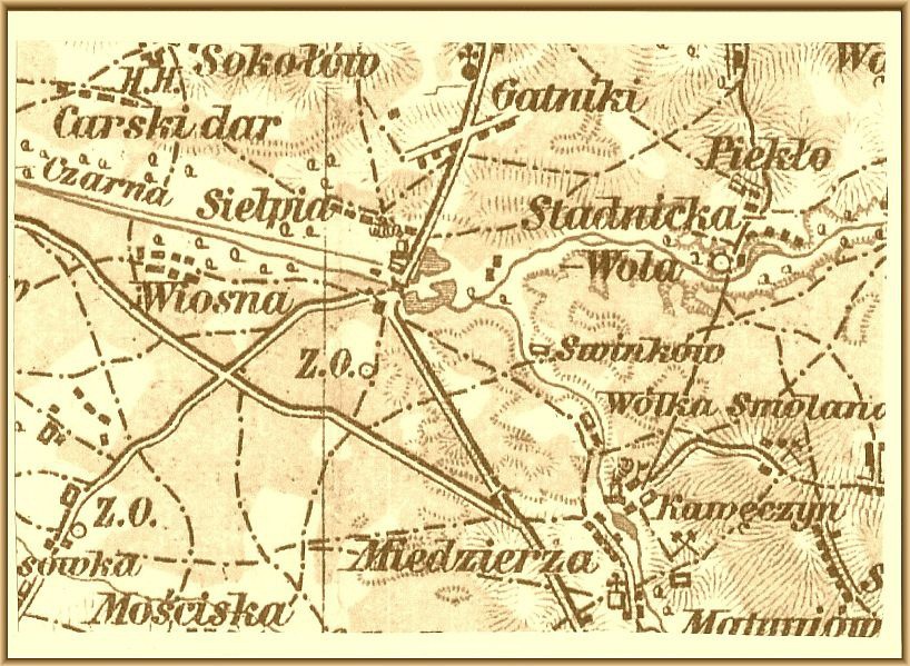 Mapa historyczna Sielpia Wielka w 1910 roku